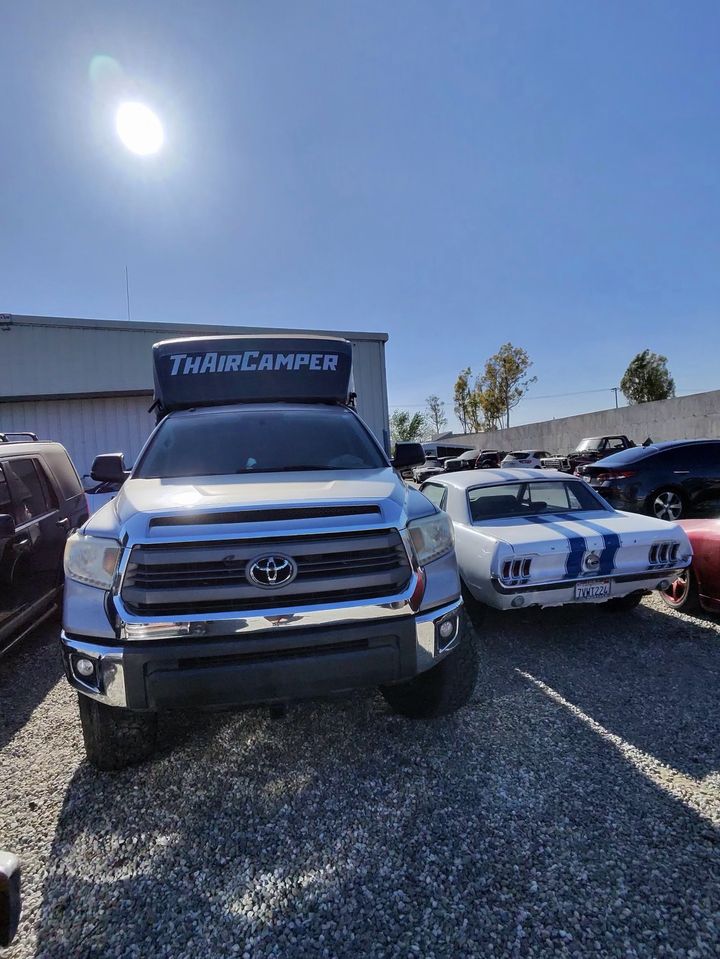 The Tundra as it arrived, camper on the back